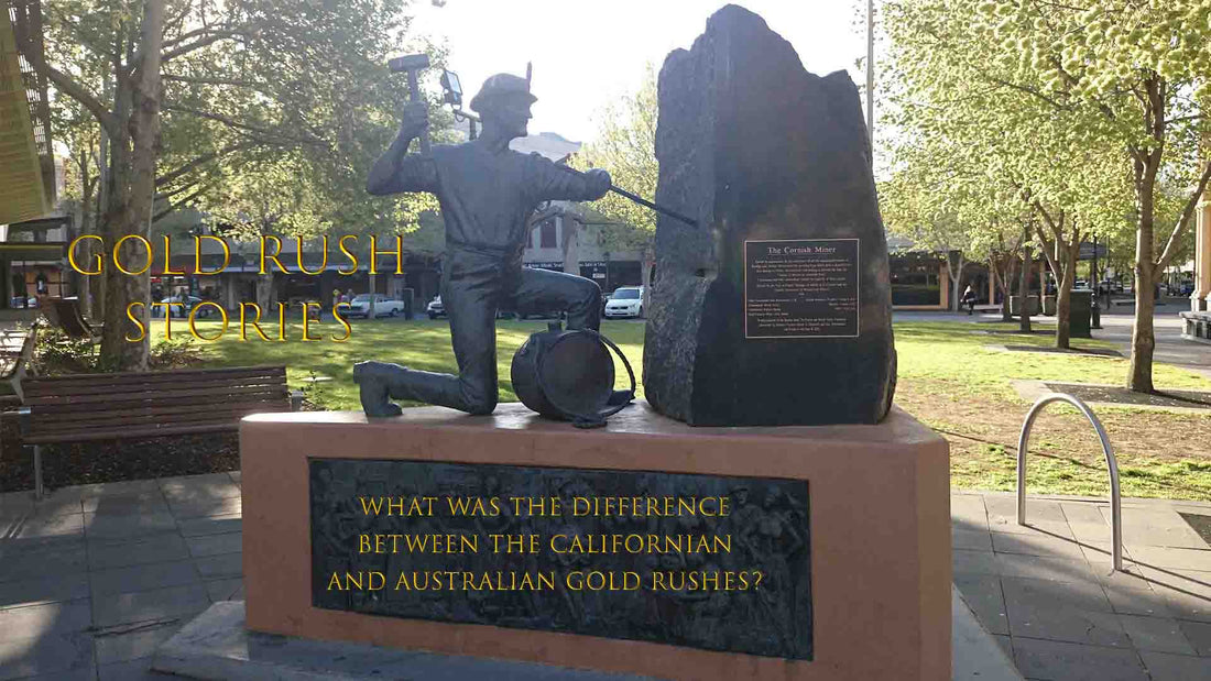 tHE cORNISH mINER mEMORIAL sTATUE bENDIGO cENTRAL vICTORIA - gOLD rUSH sTORIES pART 46 - WHAT WAS THE DIFFERENCE BETWEEN THE CALIFORNIAN AND aUSTRALIAN gOLD rUSHES