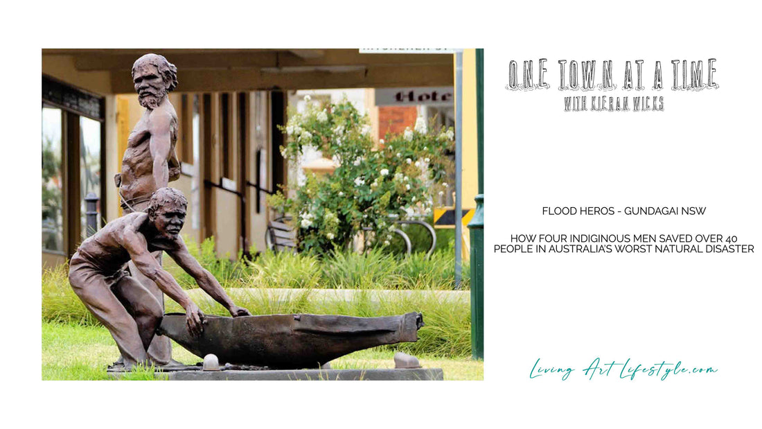 Historic Bronze Statue honoring Indiginous Gundagai Flood Heros