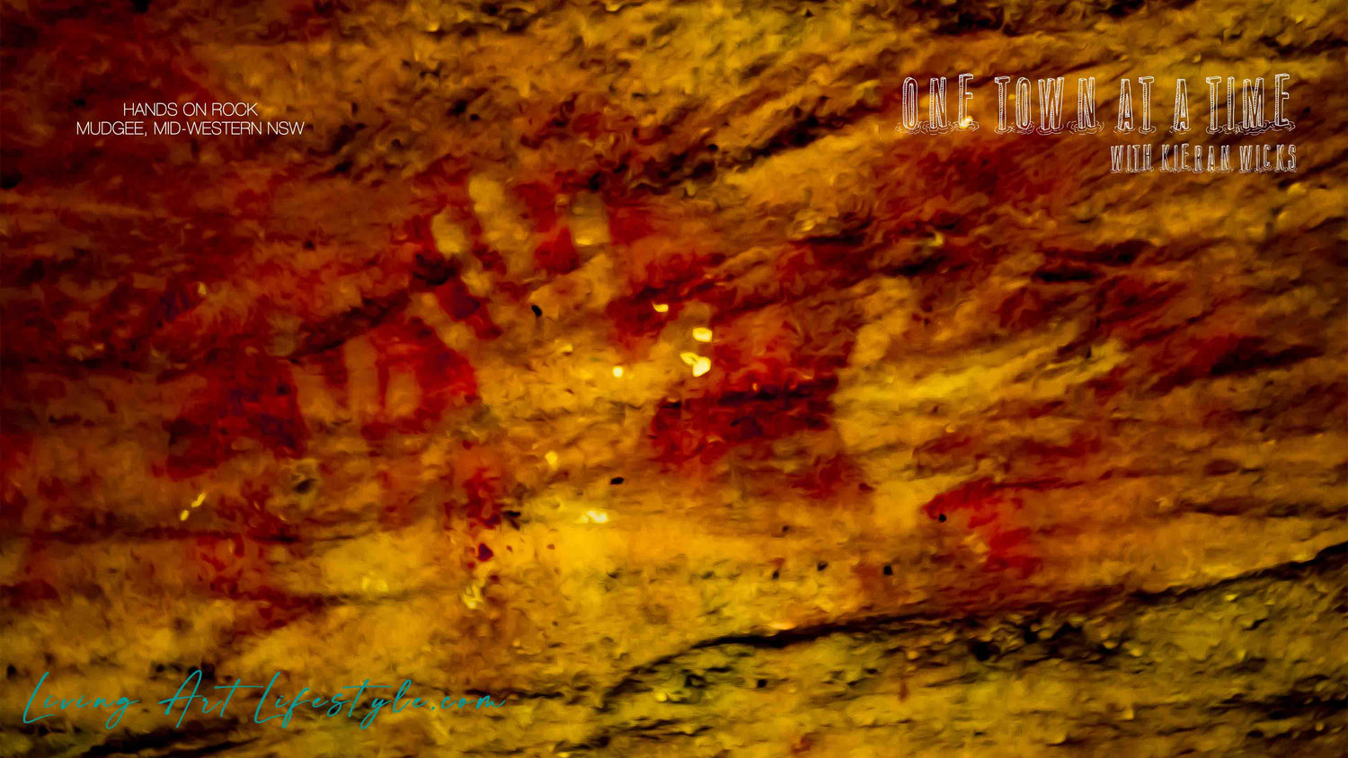 HANDS ON ROCK COLLECTION - INDIGINOUS ROCK ART RED AND YELLOW - Mudgee Ulan Wiradjuri Nation