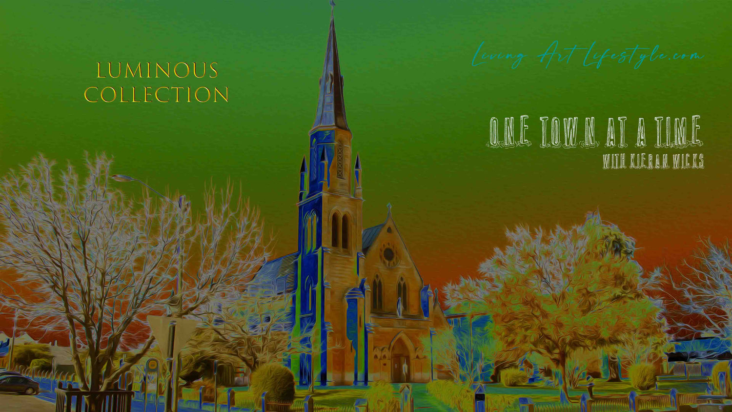 LUMINOUS COLLECTION DESIGN BASED ON THE CATHOLIC CHURCH MUDGEE -Green and Orange colours Drawing Design