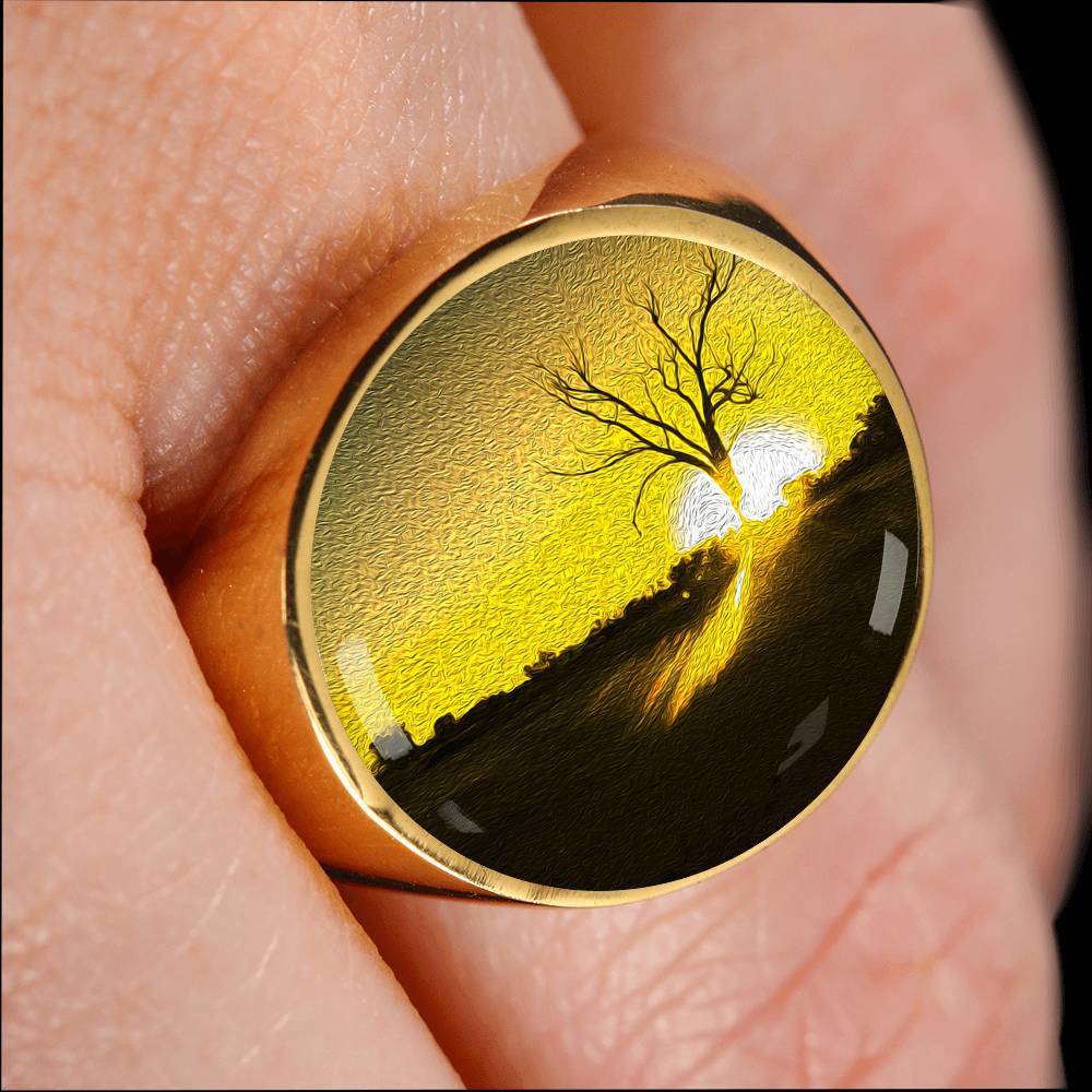 18K GOLD LUXURY RING - TREE OF LIFE - DUSK & DAWN COLLECTION - LIVINGARTLIFESTYLE