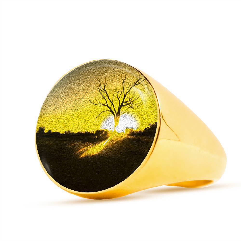 18K GOLD LUXURY RING - TREE OF LIFE - DUSK & DAWN COLLECTION - LIVINGARTLIFESTYLE
