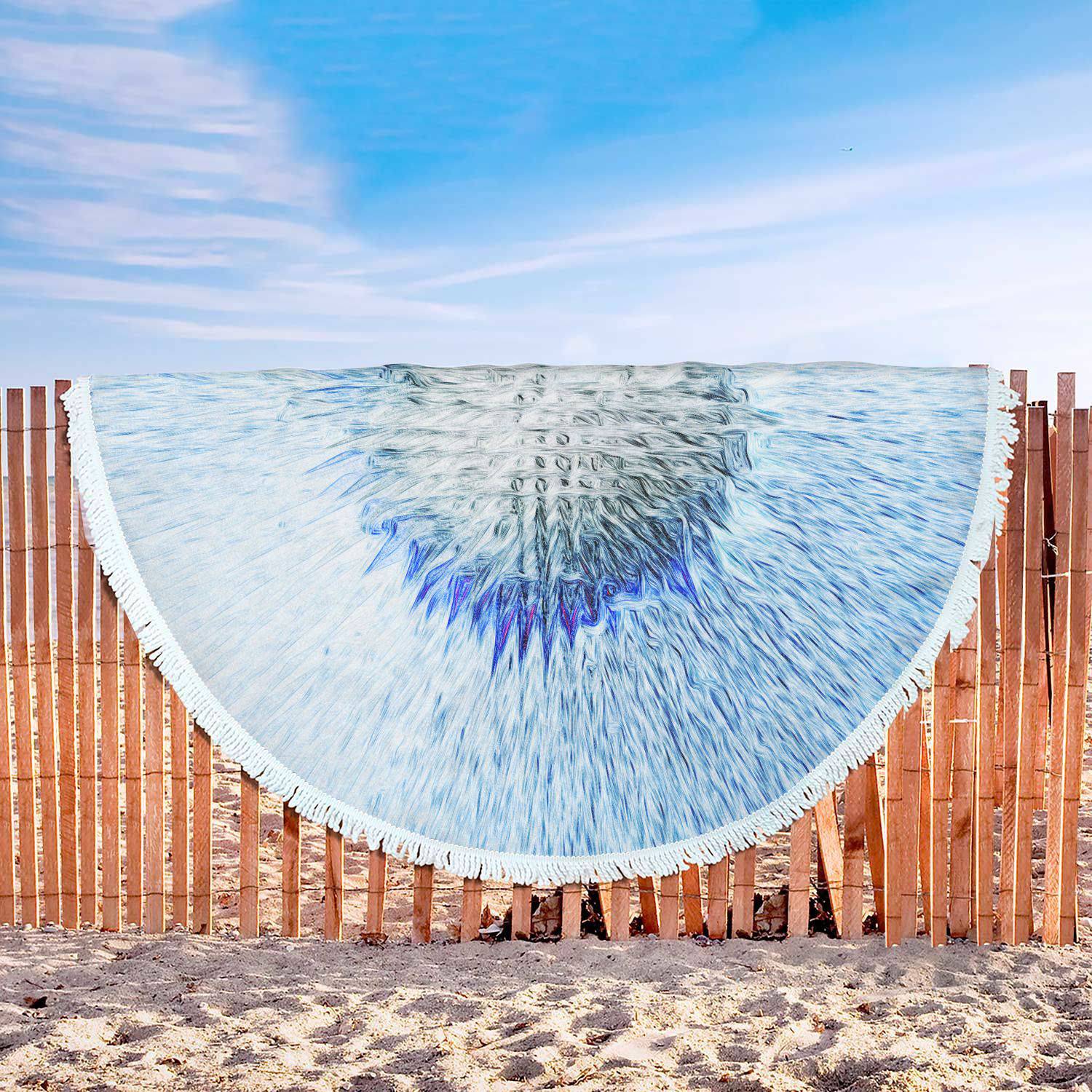ROUND BEACH BLANKET - ORBIT BLUE - LIVINGARTLIFESTYLE