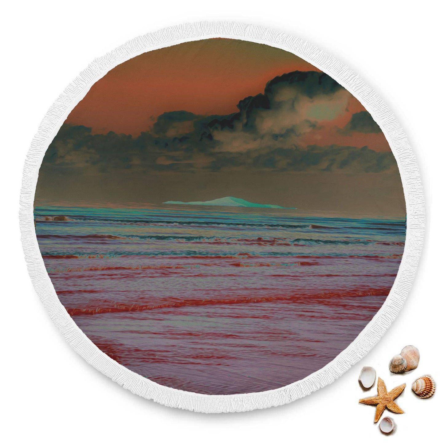 ROUND BEACH BLANKET - RED SANDS - LIVINGARTLIFESTYLE