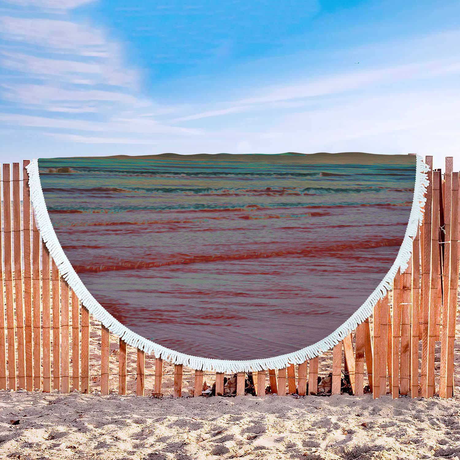 ROUND BEACH BLANKET - RED SANDS - LIVINGARTLIFESTYLE